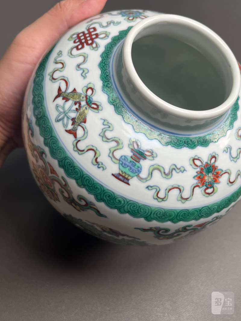 清雍正  斗彩团龙纹罐 - 图27